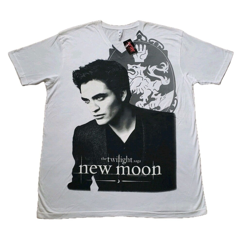 NWT 2009 Twilight Saga New Moon Edward Cullen Sz 2XL Unisex V-Neck White T-Shirt